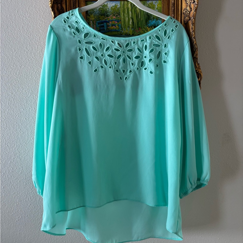 Eyeshadow Aqua Blouse with Cutout Design